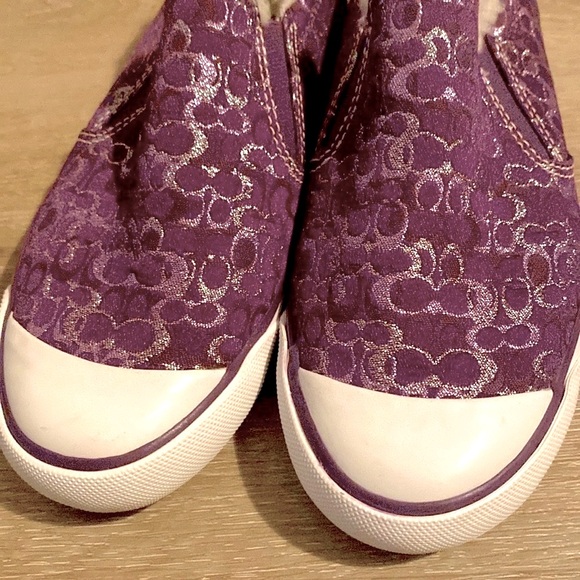 [Coach] Signature Shearling Flat Sneaker Tennis Shoes in Purple Lilac Womens 5.5 - Picture 6 of 15